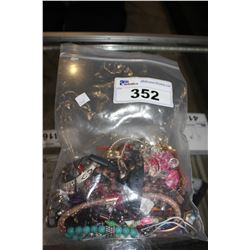 BAG OF ASSORTED COSTUME JEWELRY