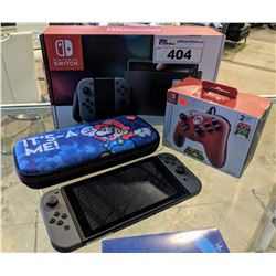 NINTENDO SWITCH WITH MARIO CASE AND WIRED CONTROLLER