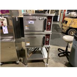 2 SOUTHBEND R24-3 STAINLESS STEEL 3 PAN COUNTERTOP STEAMER2 ON DUAL TRAY STAND