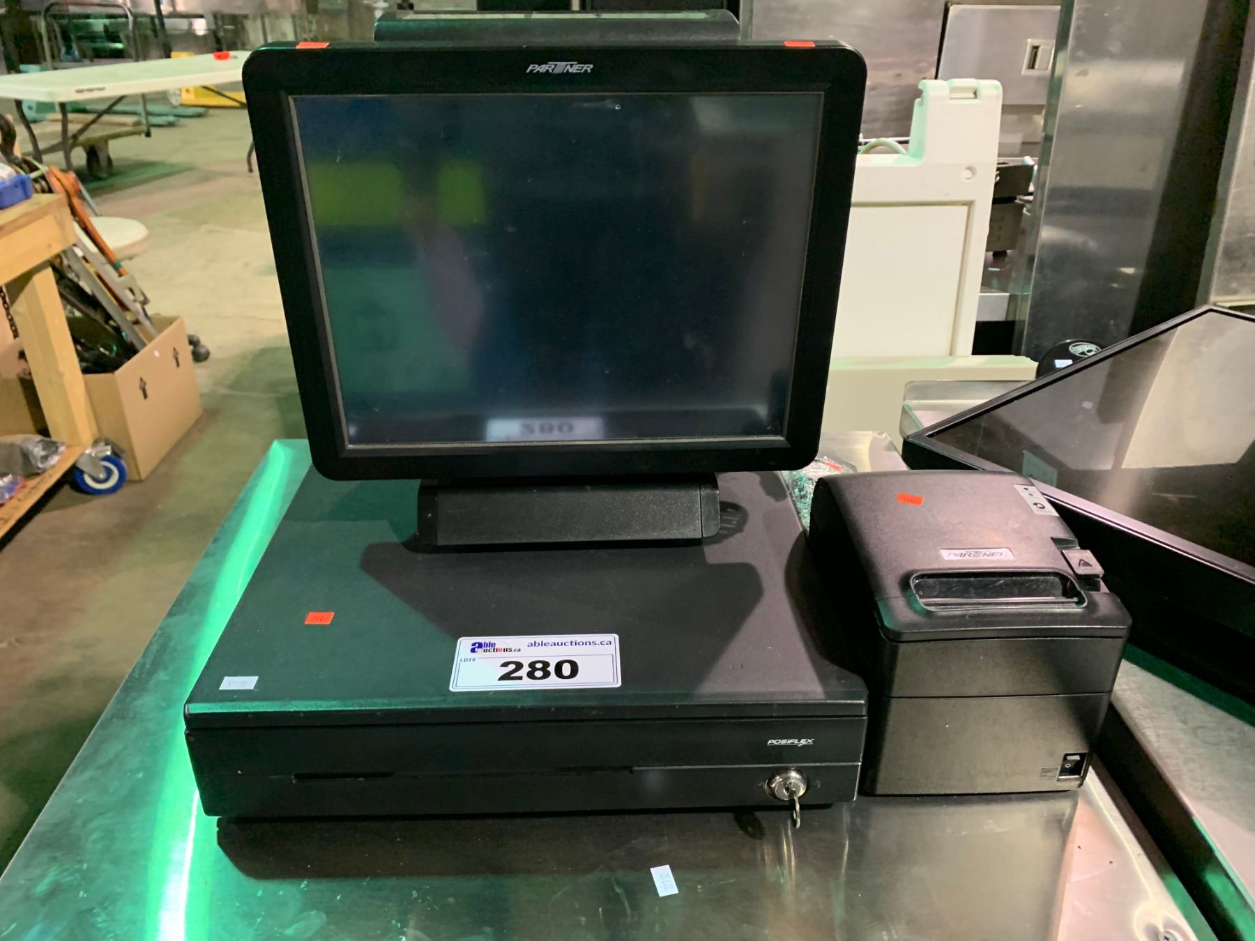 PARTNER SINGLE STATION POS SYSTEM WITH MONITOR, PRINTER & CASH DRAWER