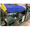 Image 1 : STAINLESS STEEL 84W X 30D X 36H COMMERCIAL MOBILE 4 DOOR SERVING STATION WITH GLASS SNEEZE GUARD, 3