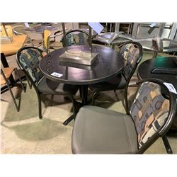 4 METAL FRAMED PATTERNED BACK PADDED STACKING RESTAURANT CHAIRS