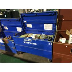 BLUE 24 X48 X34  MOBILE JOB SITE STORAGE BOX WITH CONTENTS