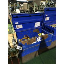 BLUE 24"X48"X28" MOBILE JOB SITE STORAGE BOX WITH ELECTRICAL CORDS AND LIGHTING