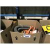 Image 3 : 3 LARGE BOXES OF CABLES, TOOLS, ROLL OF UNDERLAY & ROLL NAILS