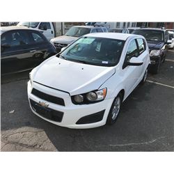 2012 CHEVROLET SONIC, WHITE, HATCHBACK, GAS, AUTOMATIC, VIN#1G1JA6EH5C4134821, 180,434KMS,