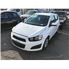 Image 1 : 2012 CHEVROLET SONIC, WHITE, HATCHBACK, GAS, AUTOMATIC, VIN#1G1JA6EH5C4134821, 180,434KMS,