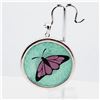 Image 2 : SILVER BUTTERFLY GEMSTONE PAINTING  GLASS PENDANT