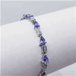 SILVER TANZANITE(3.6CT) SAPPHIRE(0.2CT) BRACELET