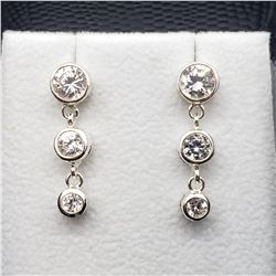 SILVER CZ DANGLE EARRINGS