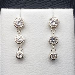 SILVER CZ DANGLE EARRINGS