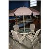Image 1 : OUTDOOR PATIO SET INCLUDING TABLE WITH UMBRELLA AND 4 CHAIRS