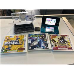 NINTENDO 3DS WITH CASE AND 3 GAMES