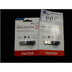 PAIR OF SANDISK IXPAND 64GB FLASH DRIVES (FOR IPHONE, IPAD AND COMPUTERS)