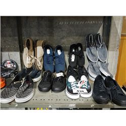 SHELF OF ASSORTED SHOES INCLUDING VANS AND MORE