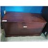 Image 1 : DARK WOOD CEDAR LINED BLANKET BOX WITH TRUNK AND CONTENTS INSIDE