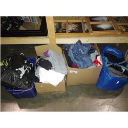 LOT OF ASSORTED CLOTHING AND HANGERS