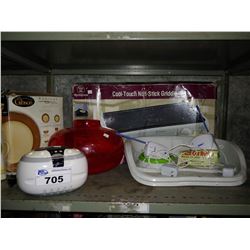 SHELF INCLUDING GRIDDLE, JEWELRY CLEANER AND MORE