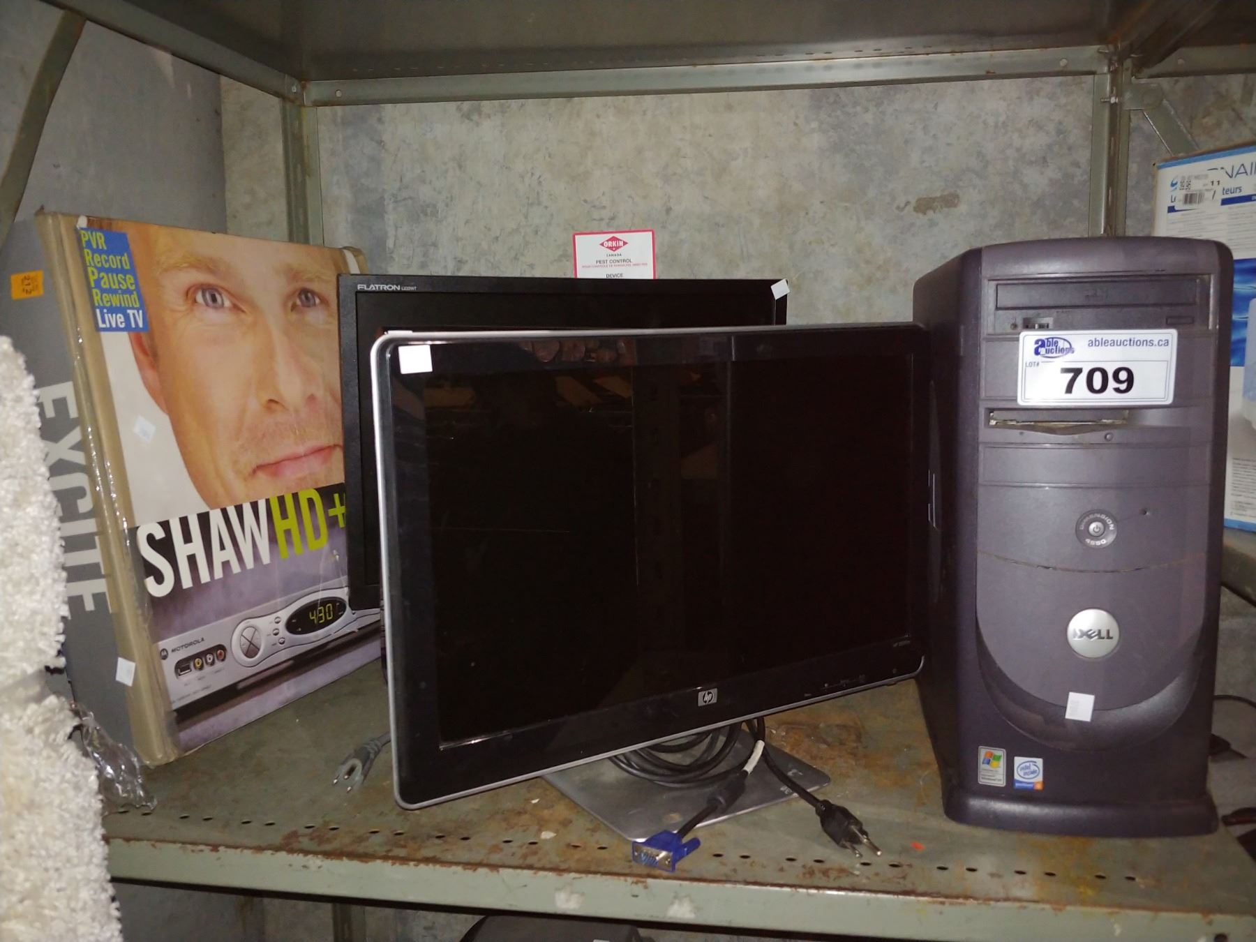 HP MONITOR, DELL COMPUTER TOWER, 2 MONITORS AND PVR