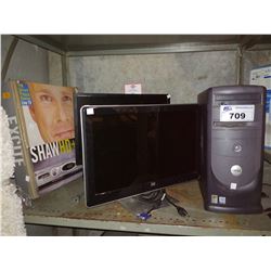 HP MONITOR, DELL COMPUTER TOWER, 2 MONITORS AND PVR