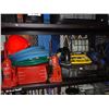 Image 2 : SHELF OF ASSORTED TOOLS INCLUDING WORK LIGHT, HOSE, JACKS AND MORE