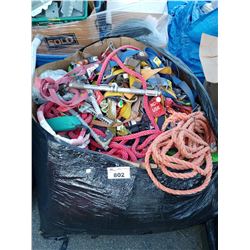 PALLET OF ASSORTED ROPE, STRAPS AND MORE