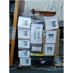 PALLET INCLUDING BINDERS, OFFICE SUPPLIES, DESK AND MORE