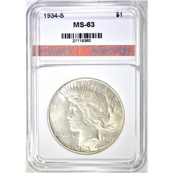 1934-S PEACE DOLLAR, AGP CH BU