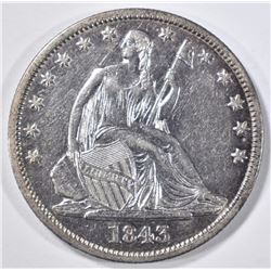 1843 SEATED LIBERTY HALF DOLLAR CH AU