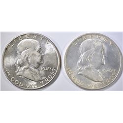 1949-D,S FRANKLIN HALF DOLLARS  BU