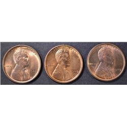 3 1909 VDB LINCOLN CENTS  CH BU