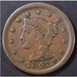 1847 LARGE CENT  VF/XF