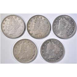5 1883 NO CENTS LIBERTY NICKELS  CH AU