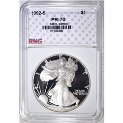 1992-S SILVER EAGLE, RNG PERFECT GEM PR DCAM
