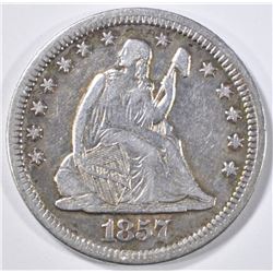 1857 SEATED LIBERTY QUARTER  XF/AU