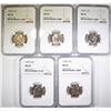 Image 1 : 5 - 1950 D JEFFERSON NICKELS NGC MS65