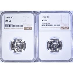 2-1965 NICKELS NGC MS -66