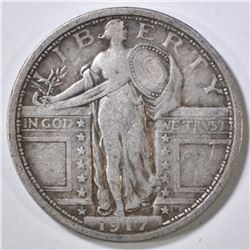 1917 TYPE 1 STANDING LIBERTY QUARTER F/VF