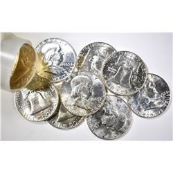 1963-D GEM BU ROLL OF FRANKLIN HALVES