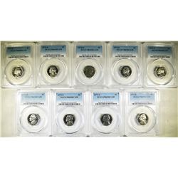 9 1973-S JEFFERSON NICKELS PCGS PR-69 DCAM