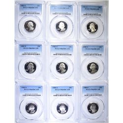 9 WASHINGTON QUARTERS PCGS PR-69DCAM