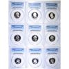 Image 1 : 9 WASHINGTON QUARTERS PCGS PR-69DCAM