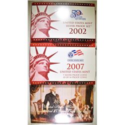 2002 & 07 U.S. SILVER PROOF SETS