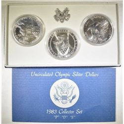 1983 OLYMPIC P-D-S COMMEM SILVER DOLLAR SET