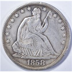 1858-S SEATED HALF DOLLAR, AU