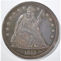 1842 SEATED LIBERTY DOLLAR AU/BU