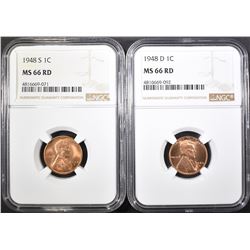 1948-D&S LINCOLN CENTS, NGC MS-66 RED