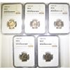 Image 1 : 5 - 1950 D JEFFERSON NICKELS NGC MS65