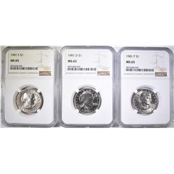 1981-P-D&S S.B.A. DOLLARS, NGC MS-65