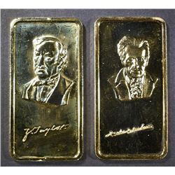 2-HAMILTON MINT GOLD PLATED 1oz SILVER BARS